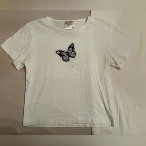 vintage embroidered and sequin butterfly tshirt